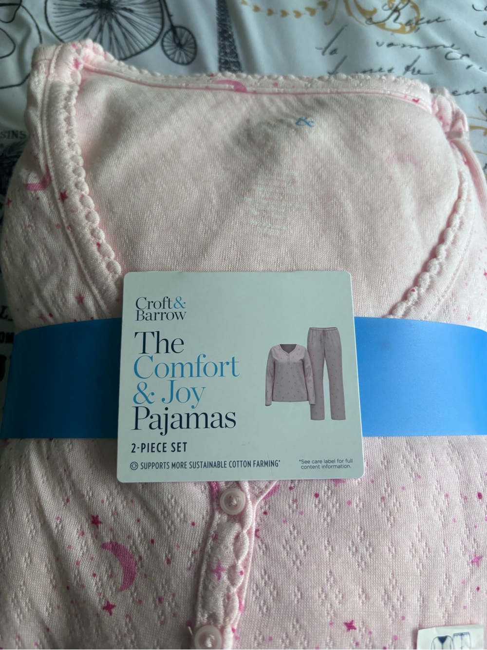 croft & barrow Light Pink Moon & Stars Pajama Set - Picture 2 of 4